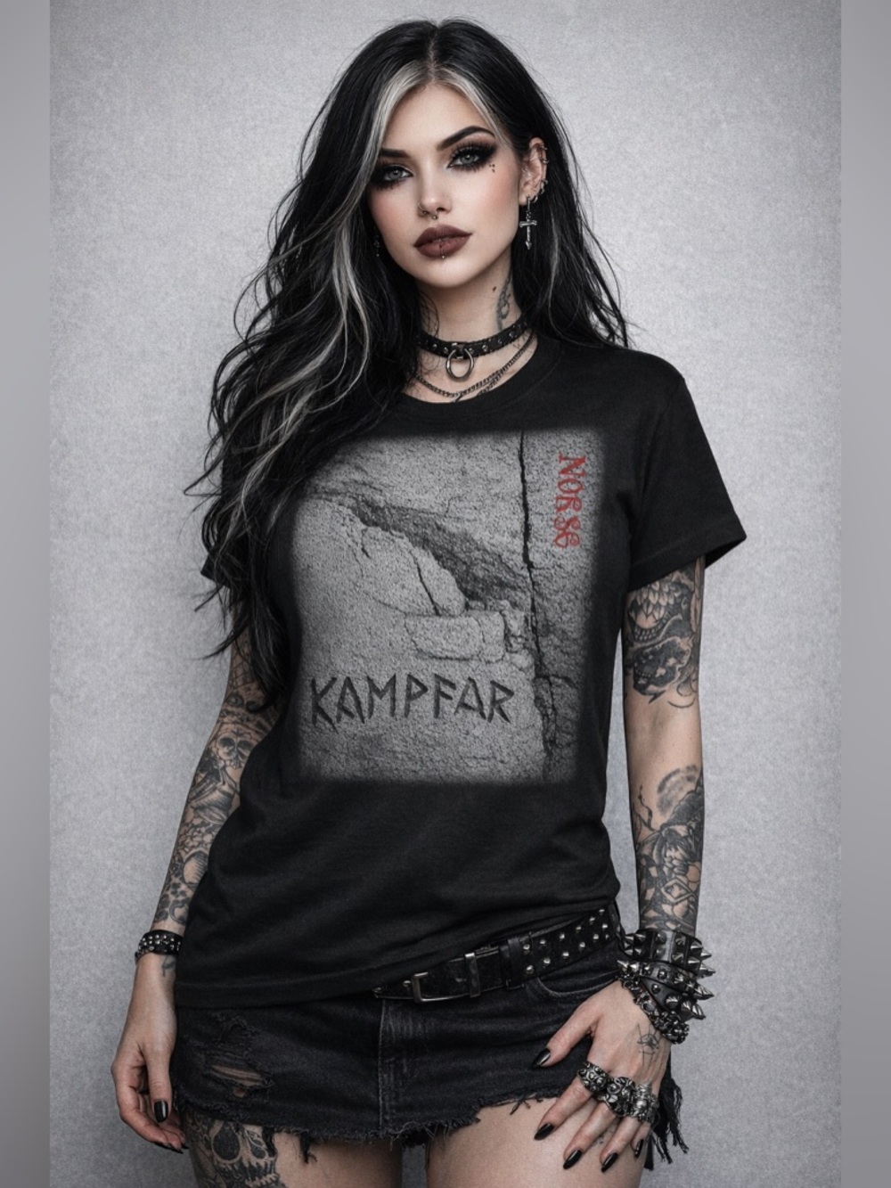 Kampfar, Pagan Black Metal Cotton Black T Shirt, Sz S up to 2XL